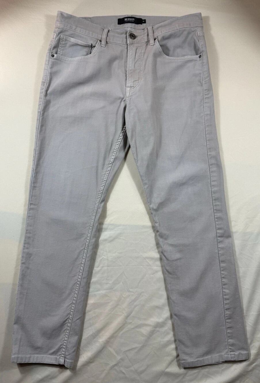 Hudson Jeans 32x27 Mens Blake Slim Straight Gray Stone Pants Custom Tailored Hem